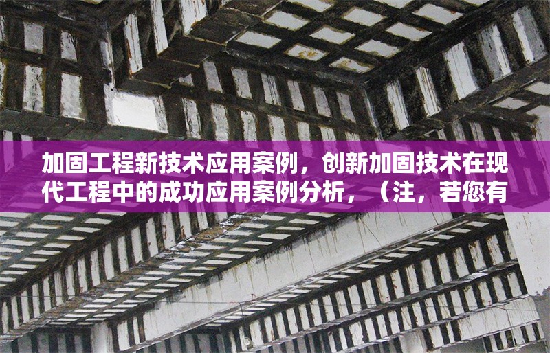 加固工程新技術(shù)應(yīng)用案例，創(chuàng)新加固技術(shù)在現(xiàn)代工程中的成功應(yīng)用案例分析，（注，若您有更具體的案例方向或技術(shù)類型，可進(jìn)一步調(diào)整標(biāo)題細(xì)節(jié)。）