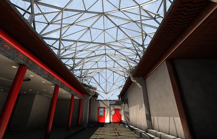 四合院網(wǎng)架封閉 鋼網(wǎng)架設(shè)計(jì)案例